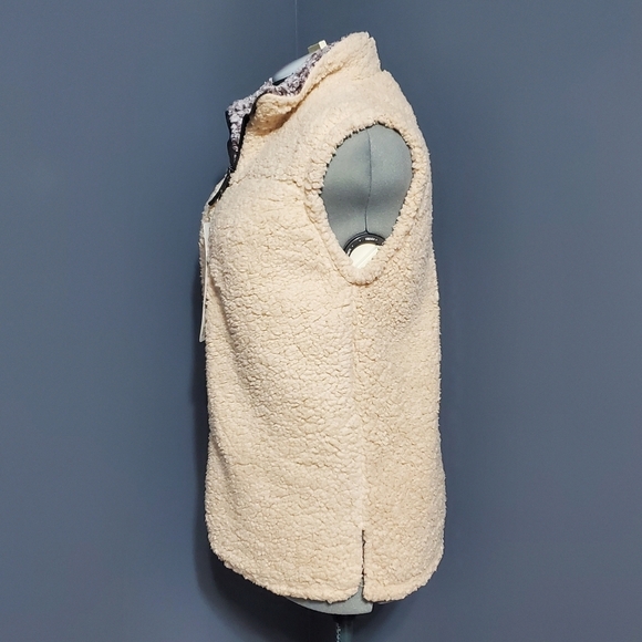 NWT Mirabeau Womens Vest Size S Cream Sherpa Style Fleece Zip Up Teddy Jacket - Picture 2 of 8